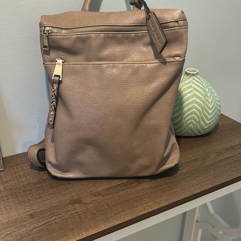 Sole Society Elegant Tan Pebble Leather Backpack